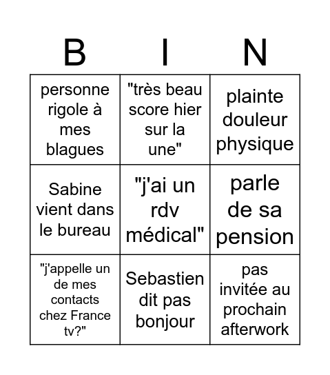 Bingo TV mardi Bingo Card