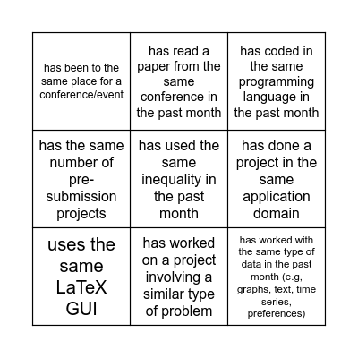 I talked to someone who... Bingo Card