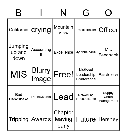 MV FBLA Awards Bingo 2025 Bingo Card
