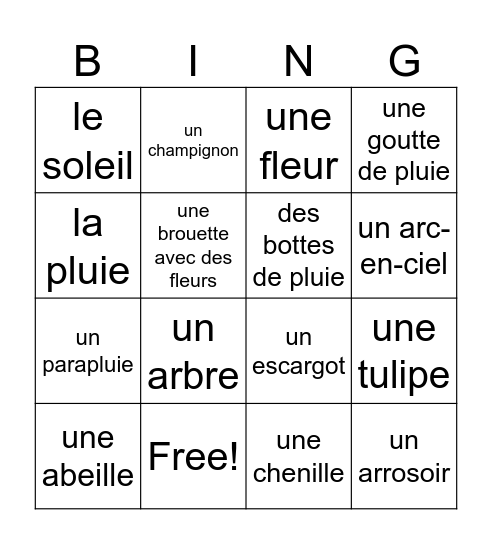 Le Printemps GR5 Bingo Card