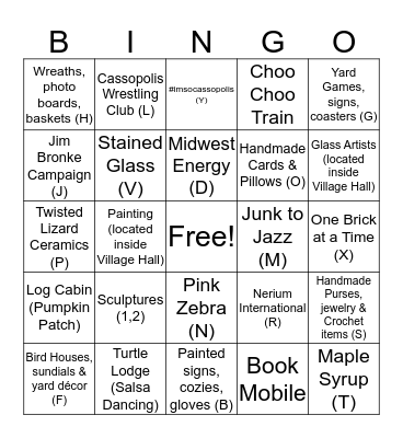 Cass Fall Fest Bingo Card