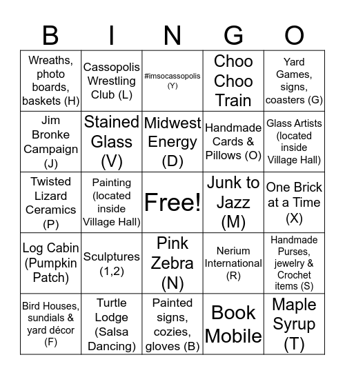 Cass Fall Fest Bingo Card