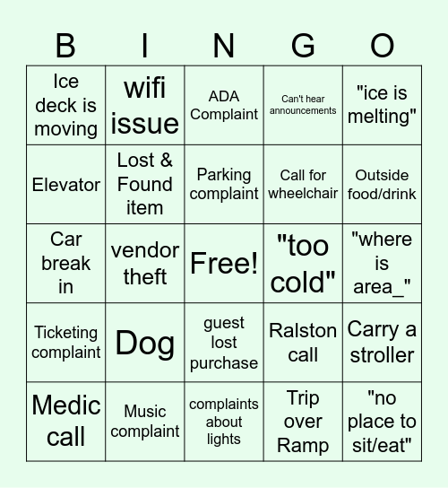 Spring Craft Fair Bingo Card