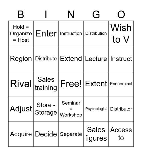 TCB42B - UNIT 4 Bingo Card
