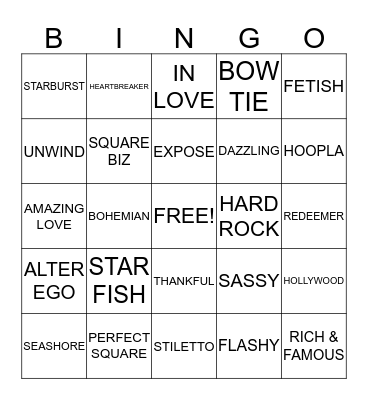 BLINGO Bingo Card