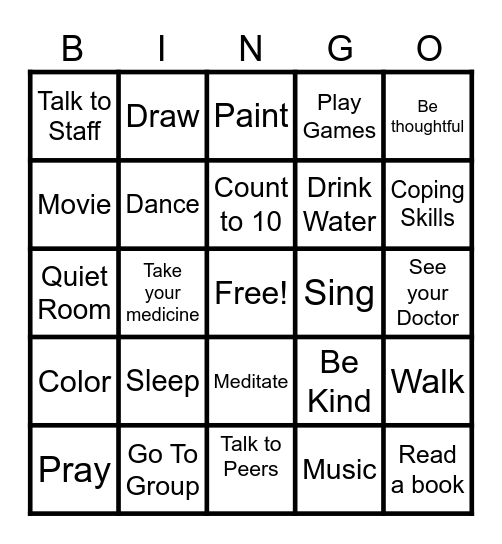 Health Maintenance Bingo Card