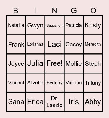 Erno Laszlo Bingo Card