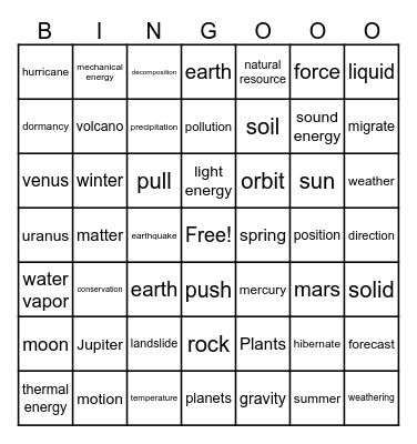 Science Bingo Card