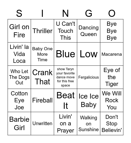 bangers Bingo Card