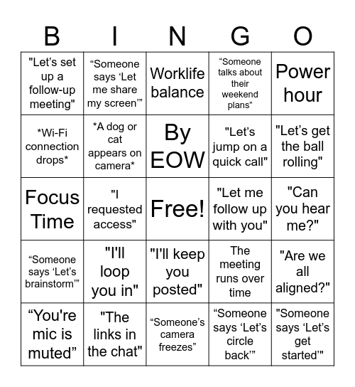 PG Bingo Card