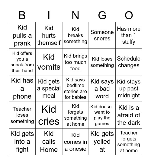 Sport Through the Night Bingo Card