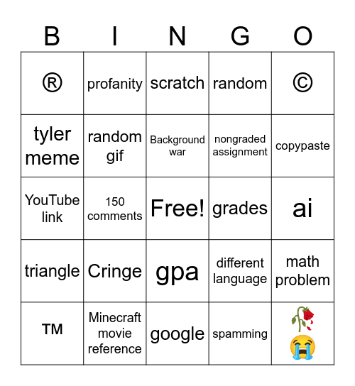 Google Classroom Mrs. Goyette Bingo Card