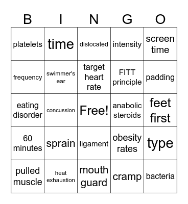 Health Bingo Card