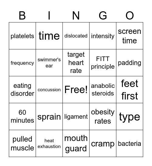 Health Bingo Card