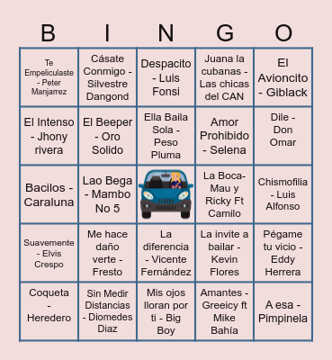 Bingo Musical - VERA SST Bingo Card