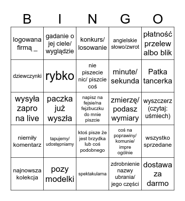 Patka live Bingo Card