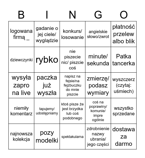 Patka live Bingo Card