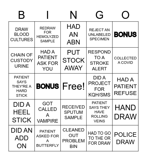 LAB AIDE Bingo Card