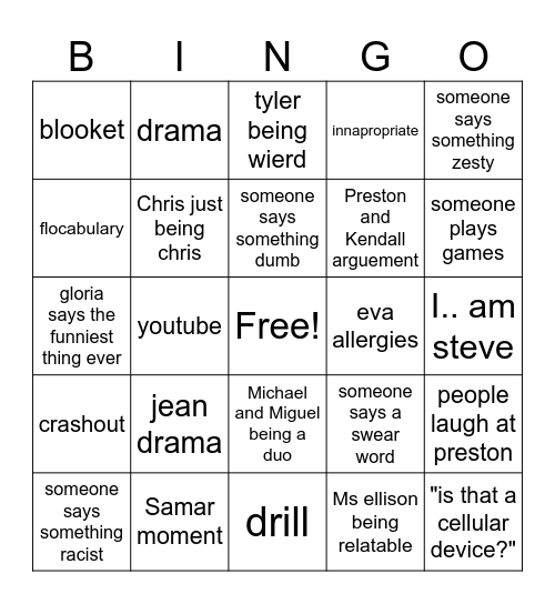 Ms ellison 6th period Bingo Card