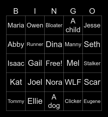 Last of us Death Bingo Card
