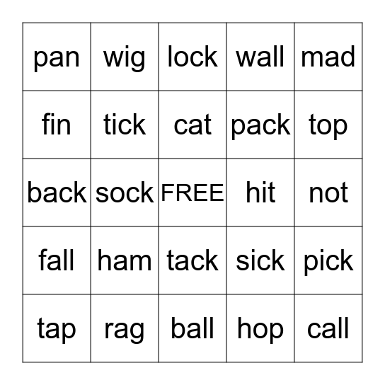 Review Bingo Card