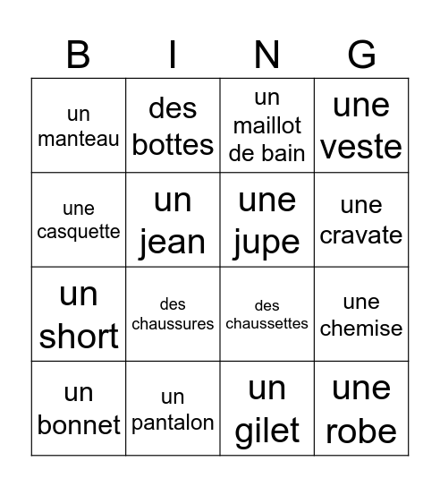 Vetements Bingo Card