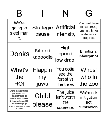 Burchism Bingo Card