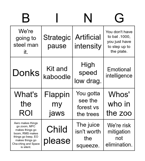 Burchism Bingo Card