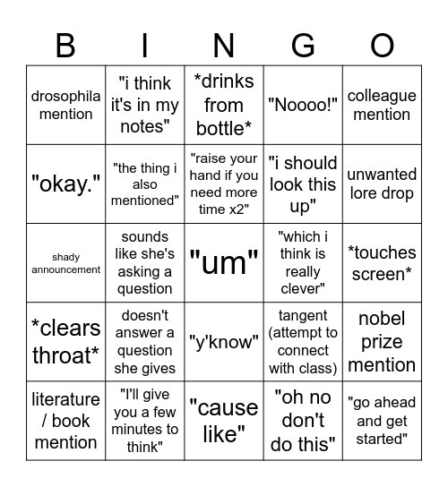 bsci410 bingo Card