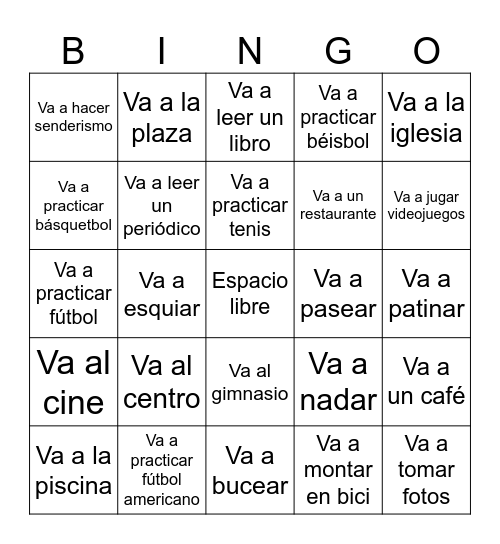 Lección 4 Bingo Card