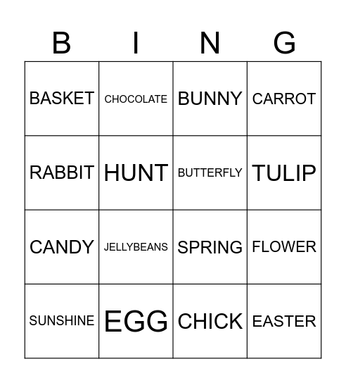 EASTER Bingo Card