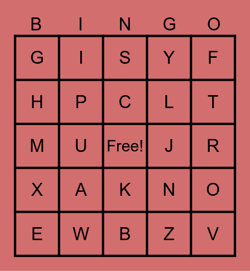Alphabet Bingo Card