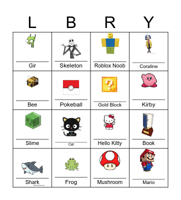 Library Scavenger Hunt mod1 Bingo Card
