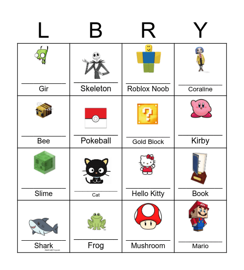 Library Scavenger Hunt mod1 Bingo Card