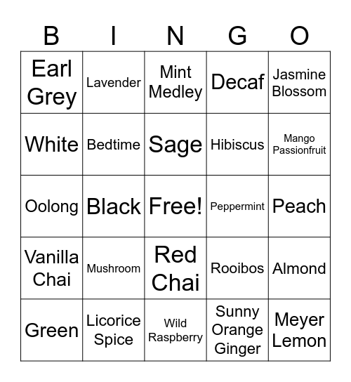 Garden Par-Tea Bingo Card