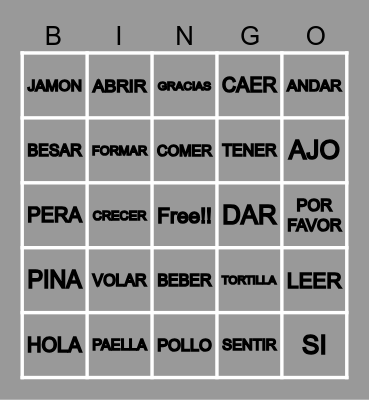 SPANISH BINGO!! Bingo Card