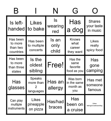 Icebreaker Bingo: Find Someone Who... Bingo Card
