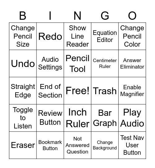 3rd Grade Test Nav Bingo Card