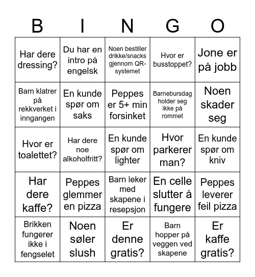 FANGENE PÅ FORTET Bingo Card