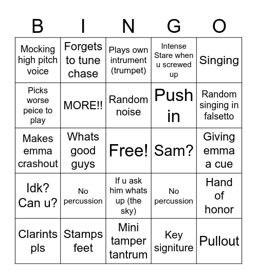 Perry Bingo Card