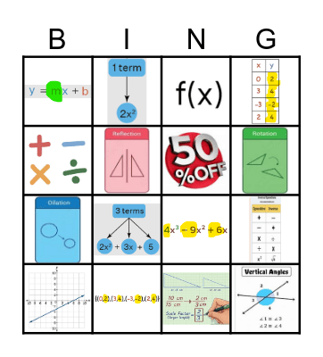 Math Loteria Bingo Card