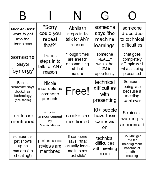 DS Review Bingo Card