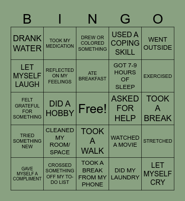SELF-CARE BINGO Card