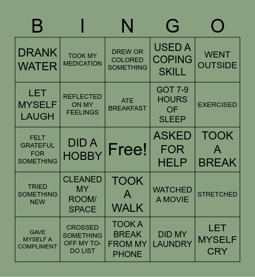 SELF-CARE BINGO Card