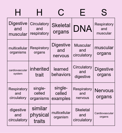 Living organisms Bingo Card