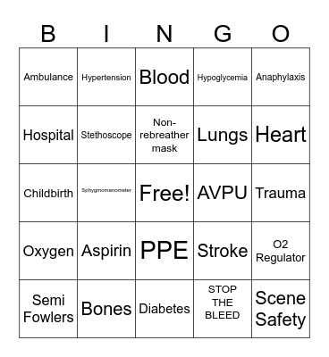 EMR BINGO Card