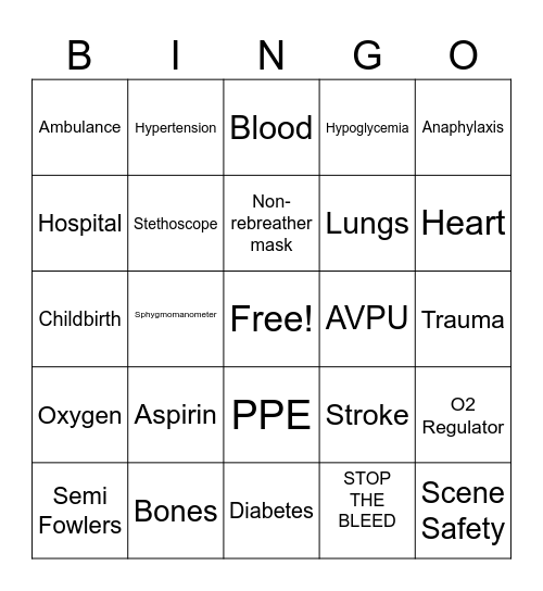 EMR BINGO Card