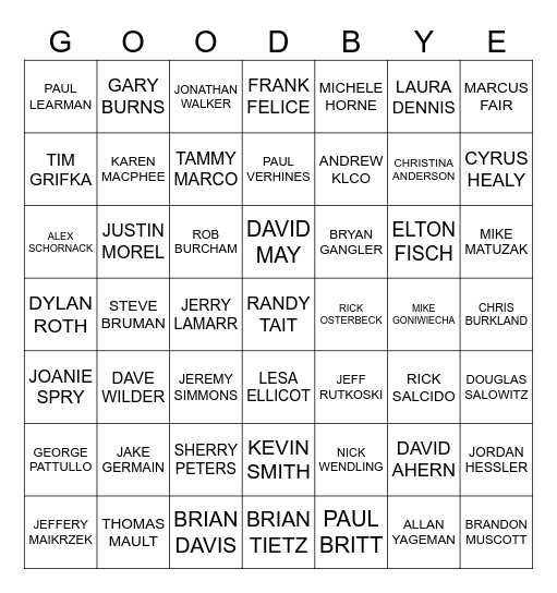 WHO'S LEAVING NEXT? Bingo Card