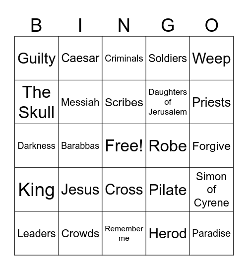 Palm Sunday Bingo Card