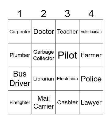 Community Helpers Bingo Card